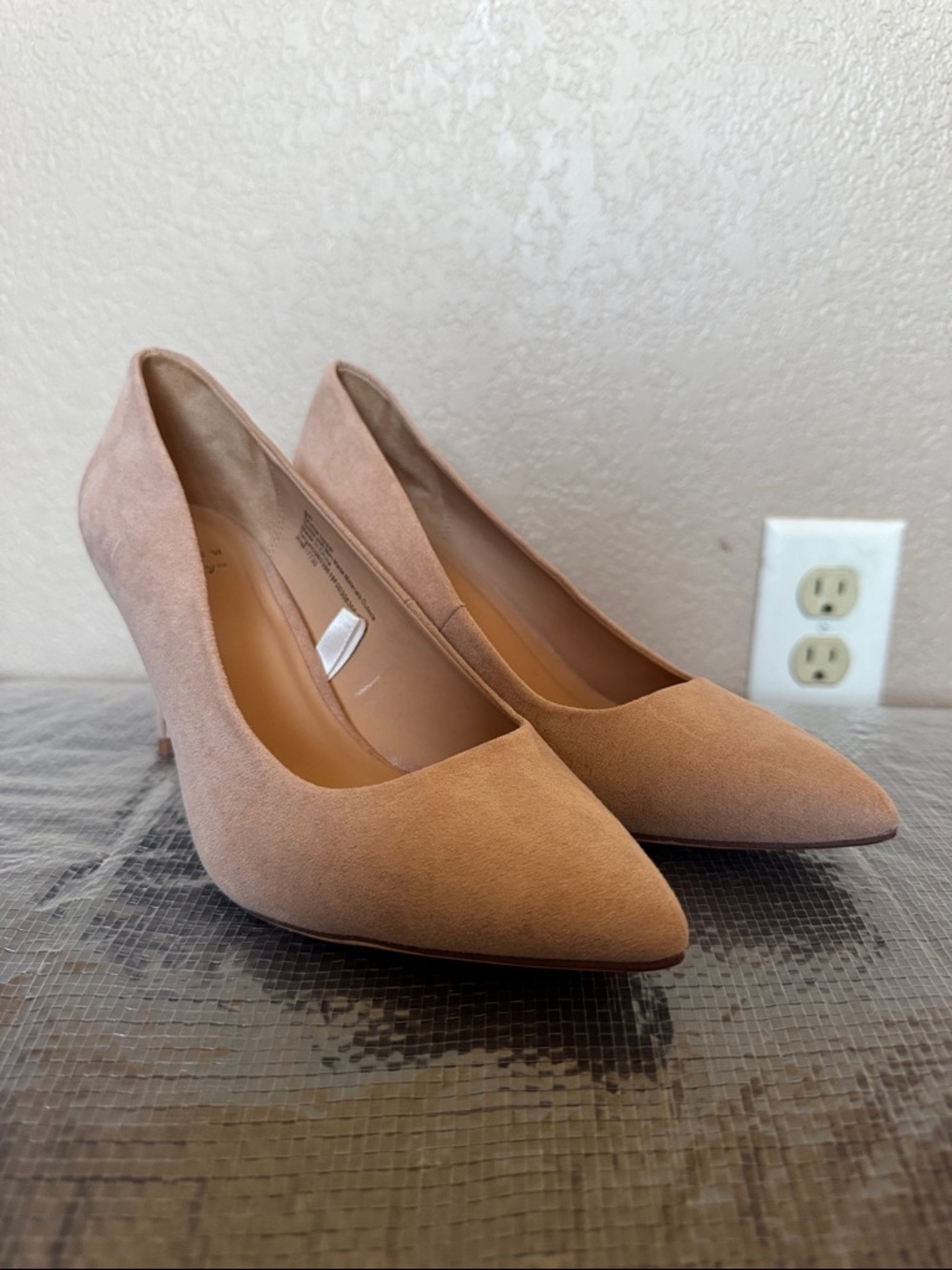 a new day Blush Beige Pointed-Toe Suede Heels